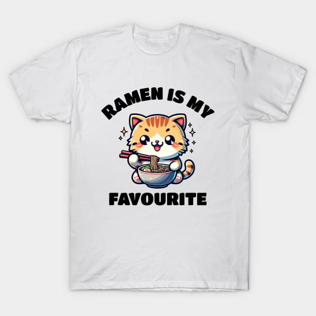 Ramen Is My Favourite Kawaii Cat Japanese Food Cat Lover T-Shirt by Odetee